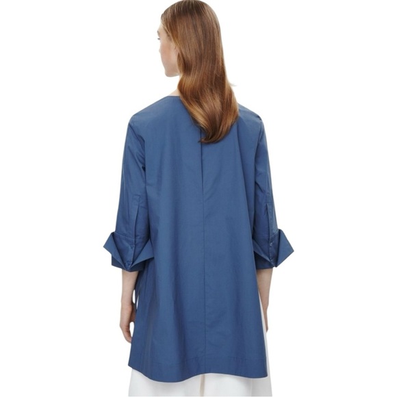 COS Cuffed Cotton Top In Blue Size EUR 36 US 6 - Picture 3 of 13